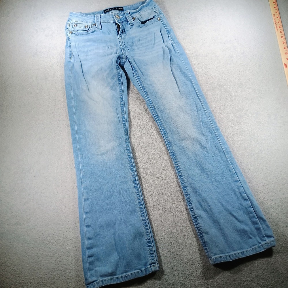 Stella in Dreams Womens Bootcut Jeans Light Wash 5/27 Embroidered Pockets Boho